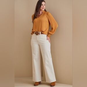 Soft Surroundings wide leg cream jeans size  2